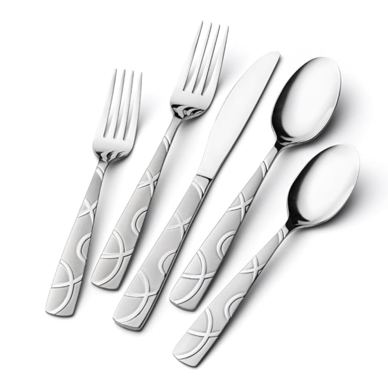 40PCS Stainless Steel Silverware Set, Modern Flatware Set for Kitchen, Mirror Polished Cutlery Set with Forks, Spoons and Knives，Dishwasher Safe