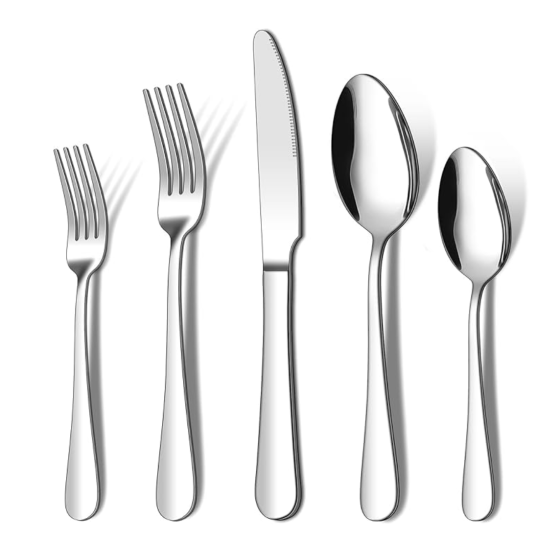 20 Piece Silverware Set, ENLOY Stainless Steel Flatware Cutlery Set, Kitchen Utensil Set Service for 4, Include Knife Fork Spoon, Mirror Polished, Dishwasher Safe