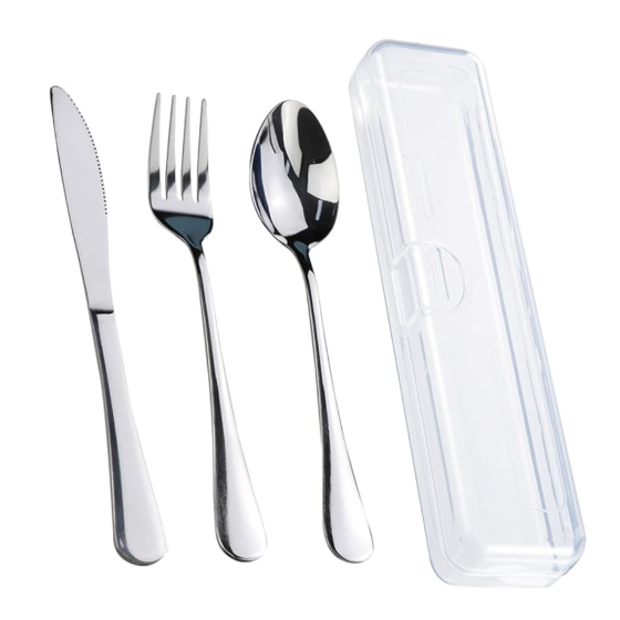 Travel Utensils With Case, Stainless Steel Reusable Portable Utensils Set With Case, Travel Silverware Set