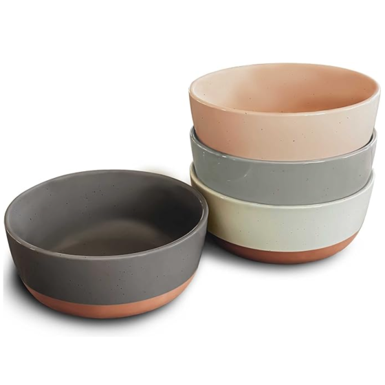 Set of 4 Porcelain Bowls, 25oz - Microwave, Dishwasher & Oven Safe for Soup, Cereal, etc.