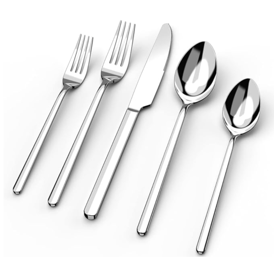 Silverware Set, 20 Piece Flatware Cutlery Set for 4, 18/10 Stainless Steel Silverware Mirror Polished Dishwasher Safe for Home, Restaurant, Wedding, Party(Silver, 20 pieces for 4)